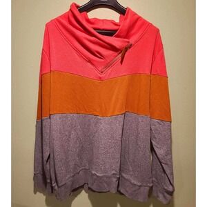 Maurices Colorblock Cowl Neck Zipper Pullover XXL